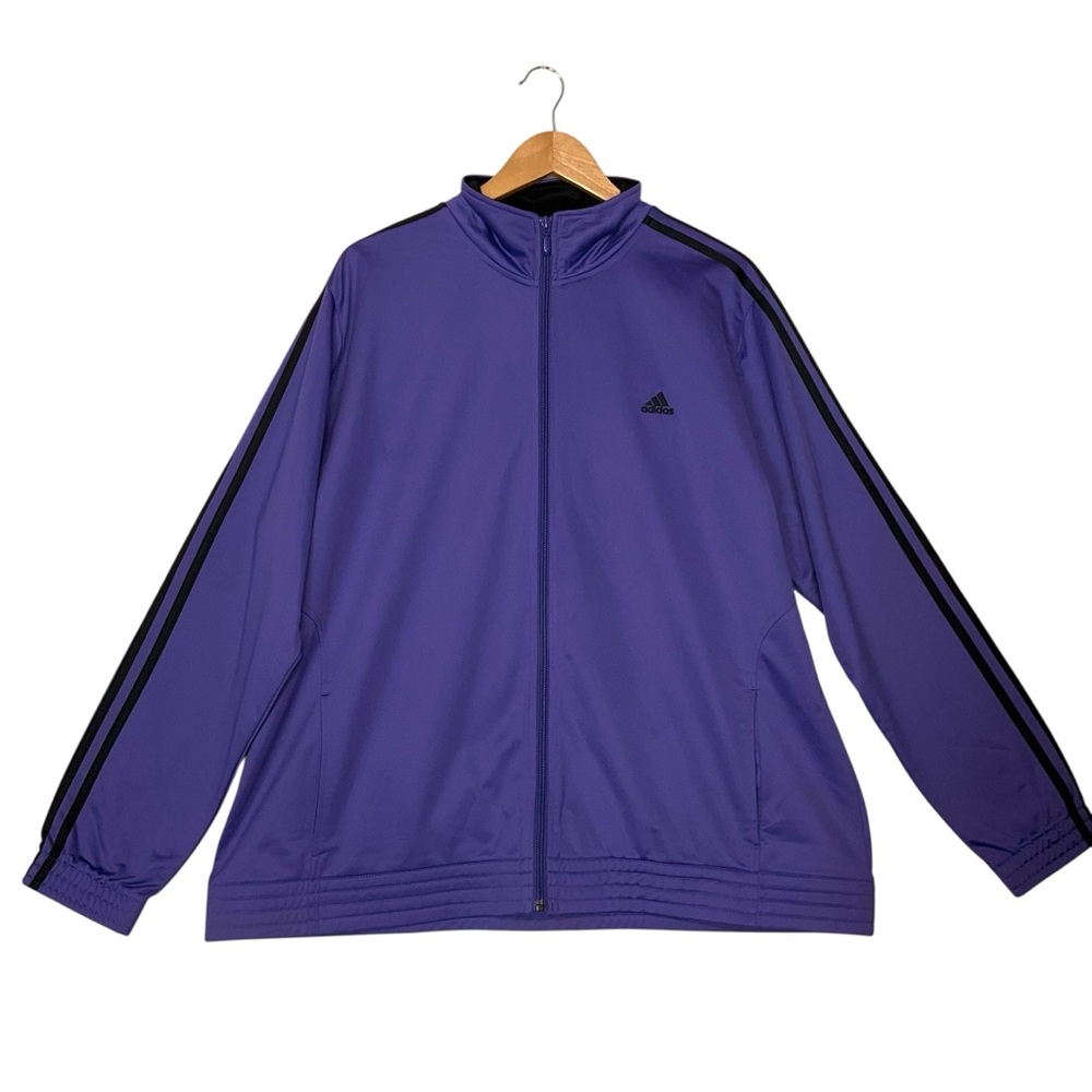 Adidas Purple and Black Performance Jacket with 3-Stripe Design